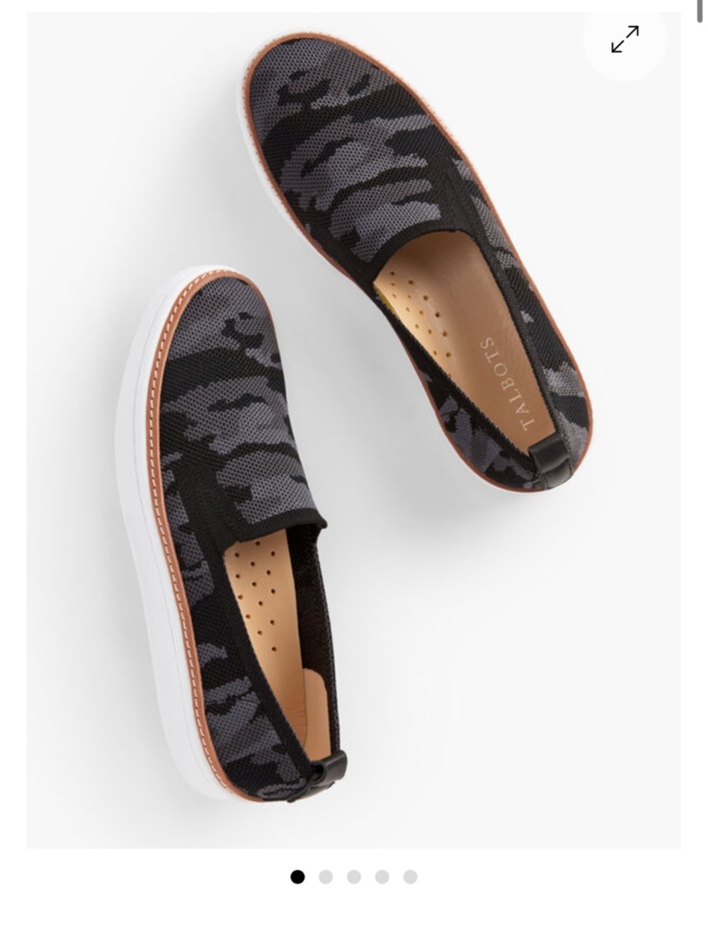 Talbots Black & Gray Knit Camo Slip-On Sneakers